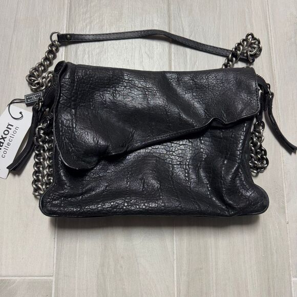 Maxon Collection Black Leather Crossbody Bag - Picture 1 of 7